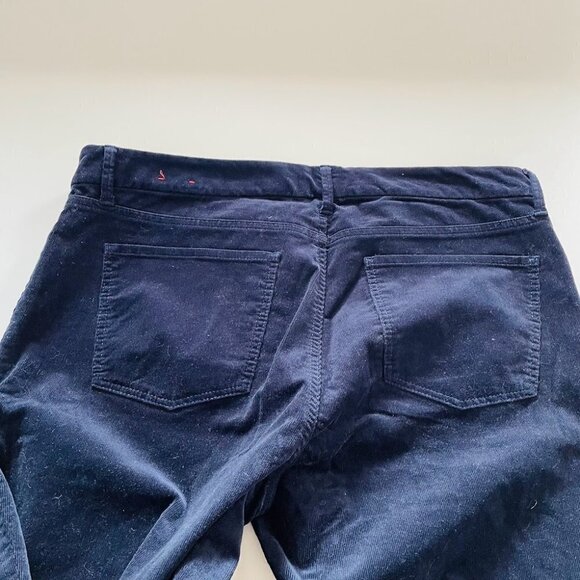 Talbots Pant Trouser Navy Blue Corduroy Ankle Frayed Hem Slim 5 Pocket Flawless - Picture 4 of 9